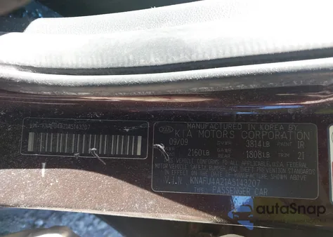 2010 Kia Forte Ex z USA, uszkodzony, nr VIN KNAFU4A21A5143207